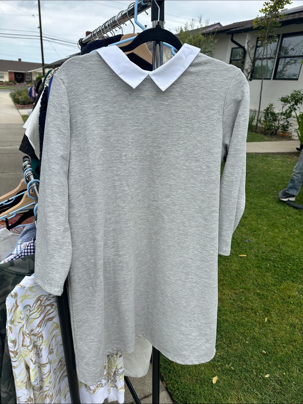 Zara Light Gray Mini Dress with White Peter Pan Collar